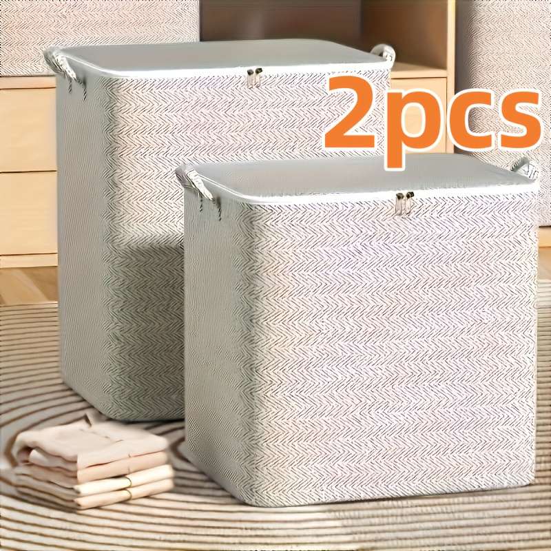 2Pcs 2 Pack Heavy Duty Fabric Storage Bins Foldable Gray