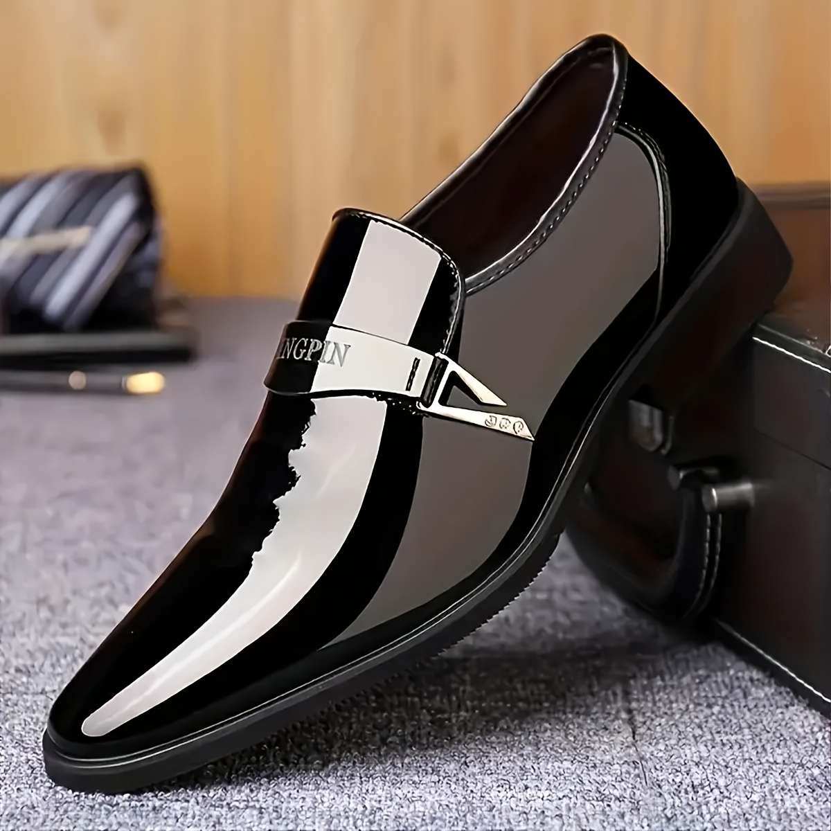 Mens Leather Shoes Color Black Sizeuk 9