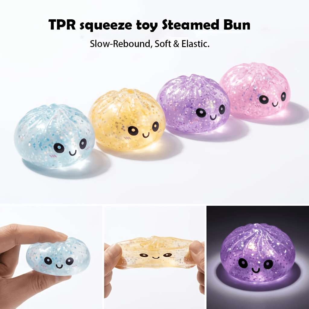 Squeezable Toys Material 4 Buns 4 Pot Lids 4 Base Lids Random Colors