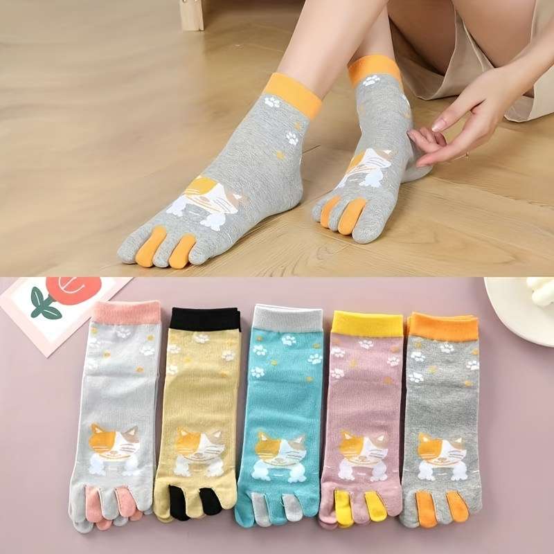 Women S Socks Color Roundfaced Dog 5 Pairs Size Onesize