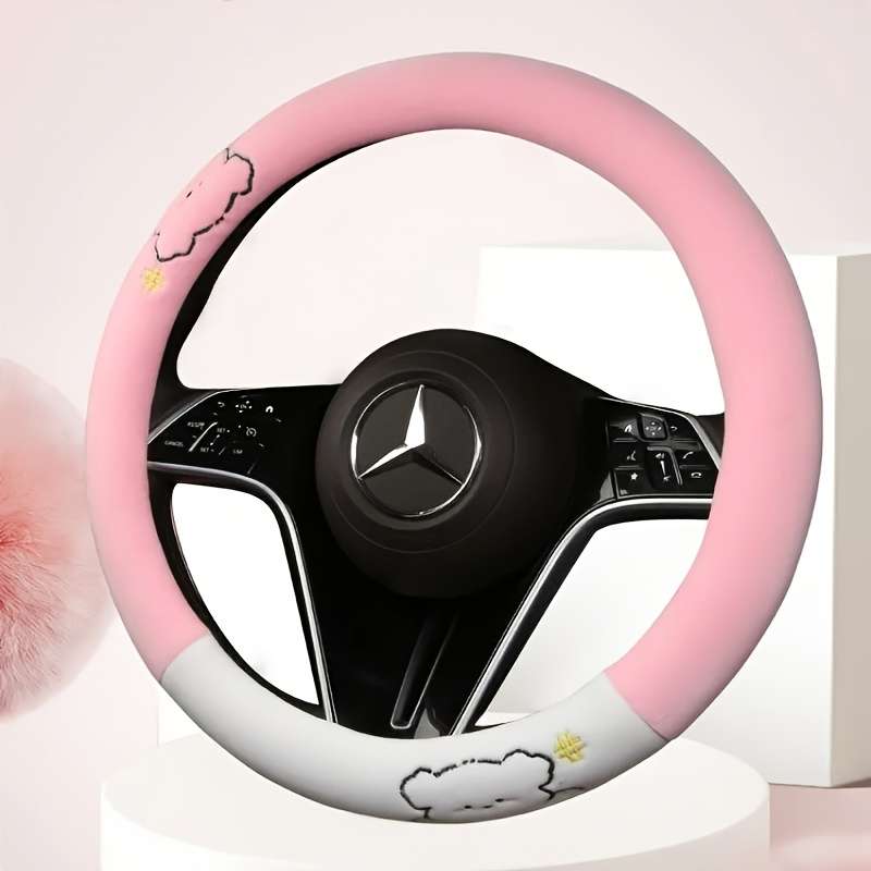 Car Steering Wheel Cover Black+Light White