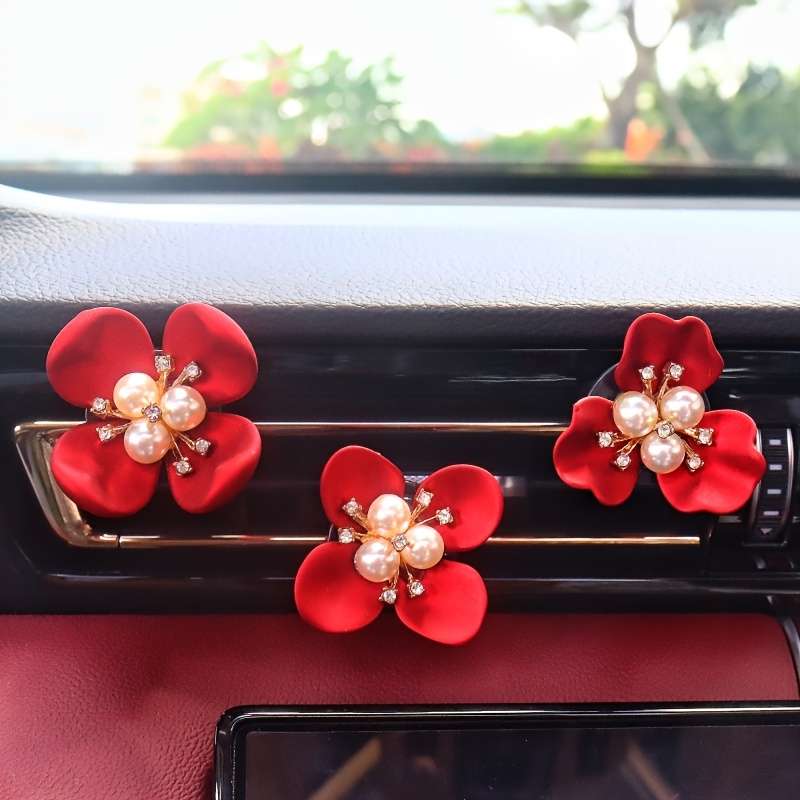Car Interior Decor Items 2 Large Three Petal Flowers