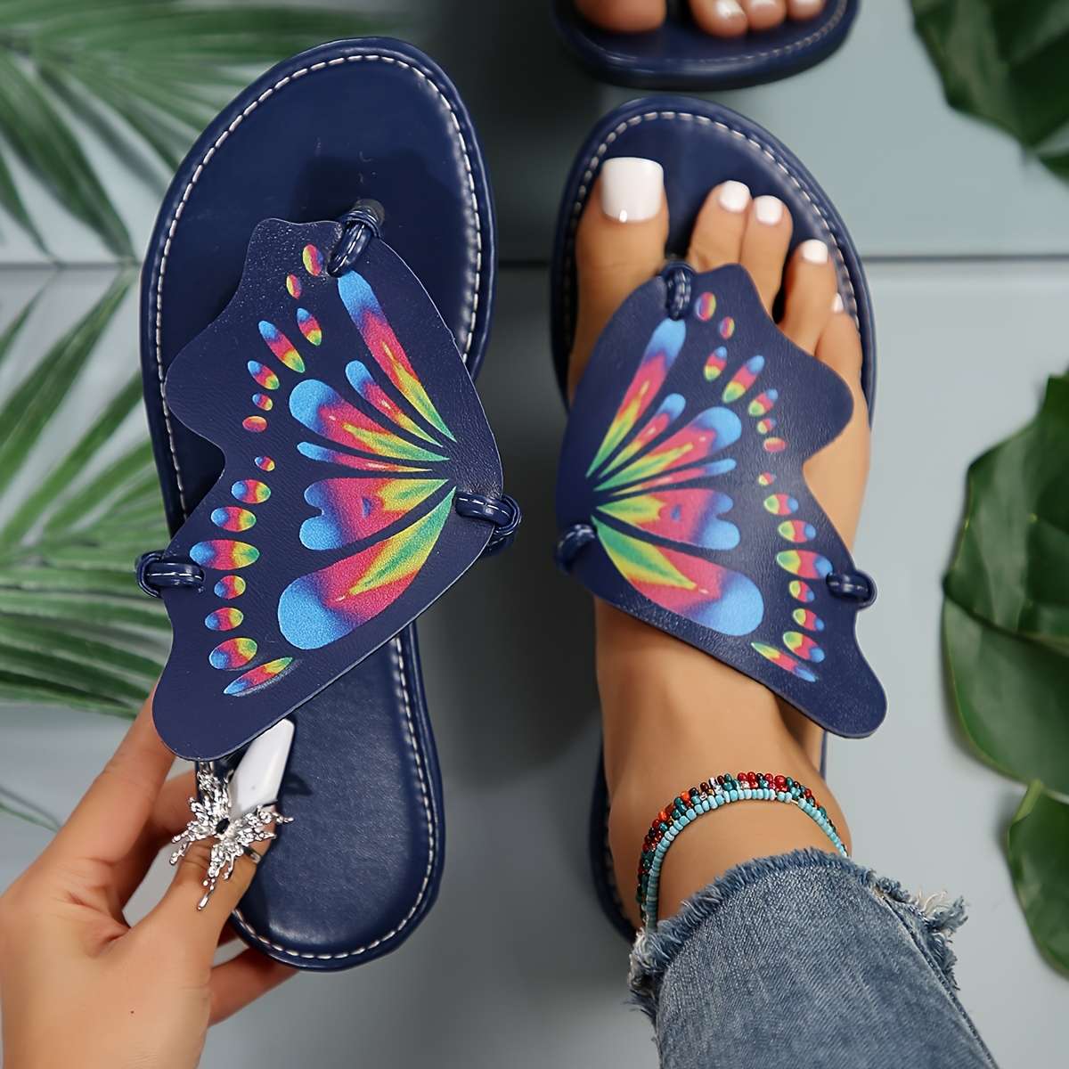 Ladies Summer Flip Flops Red Uk 7.5