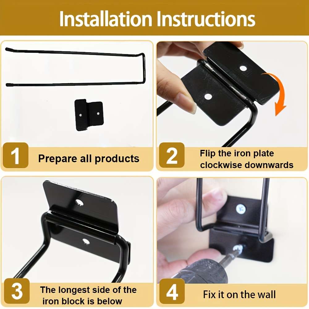 A Set Of 2 Wall Mounted Gardening Tool Storage Hangers Model Black folding hook Quantity 2pcs