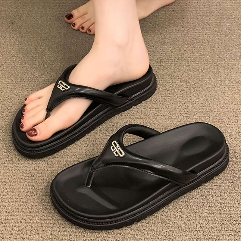 Ladies Summer Flip Flops Beige Uk 5