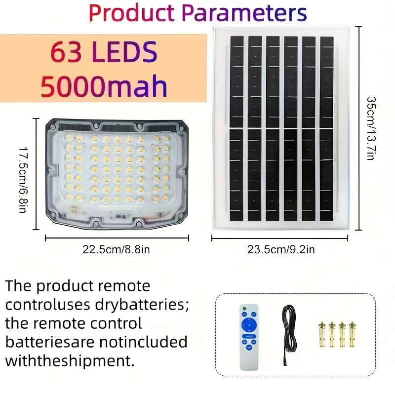 Solar Emergency Lights Style 63 Led5 5000Mah