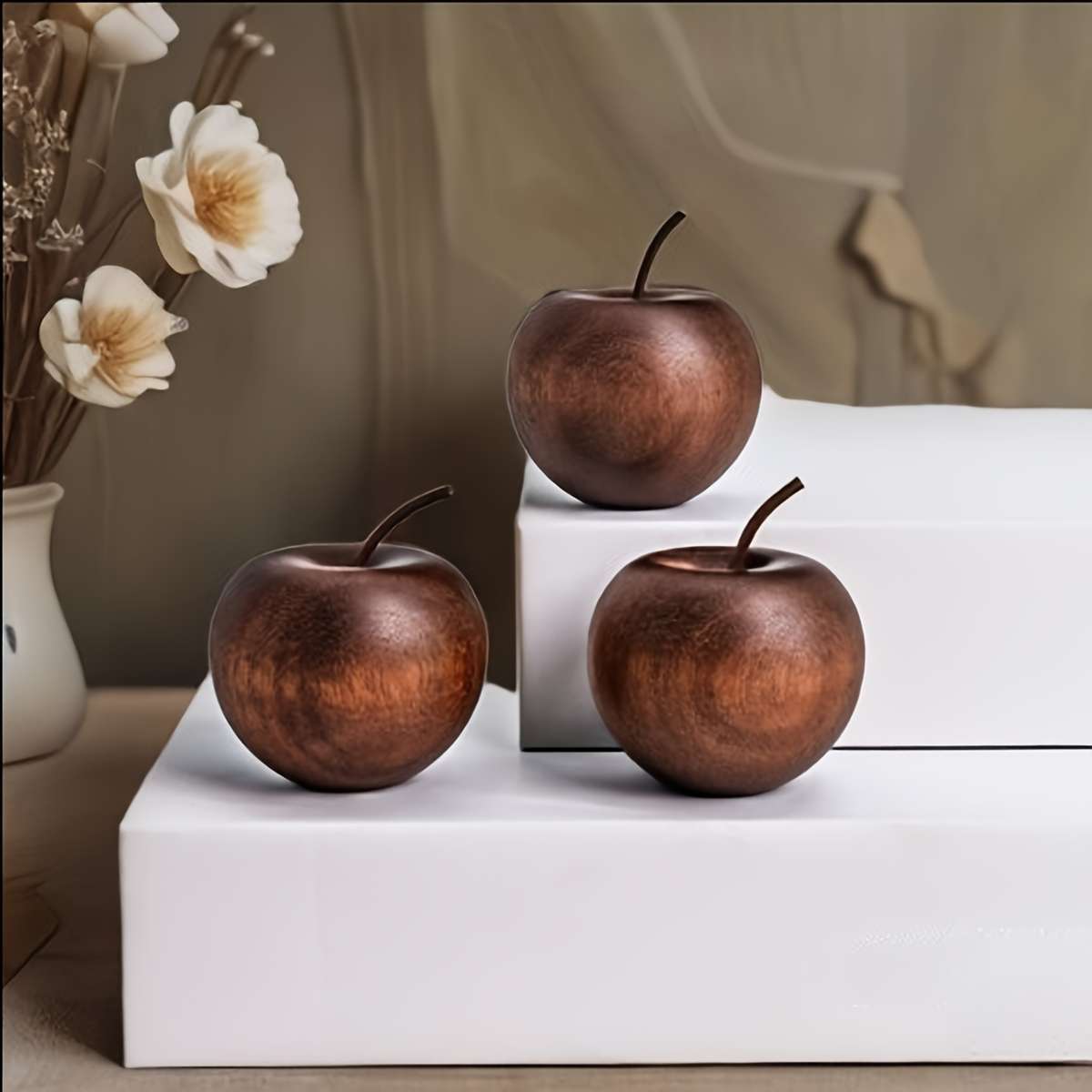 Car Interior Decor Items 2Pcs Apple Wooden Diffuser