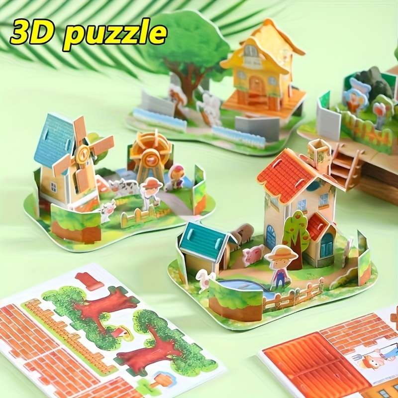 3D Building Model Puzzle Set Quantity 12Pcs