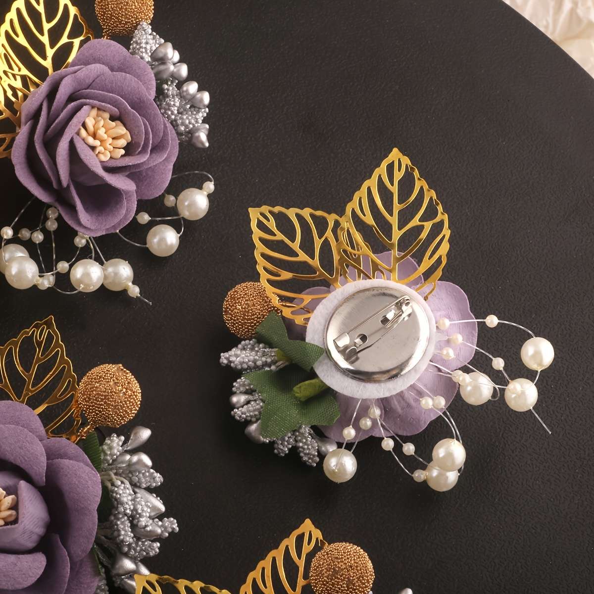 Wedding Supplies Color 5Pcs Medium Purple Breast Flowers