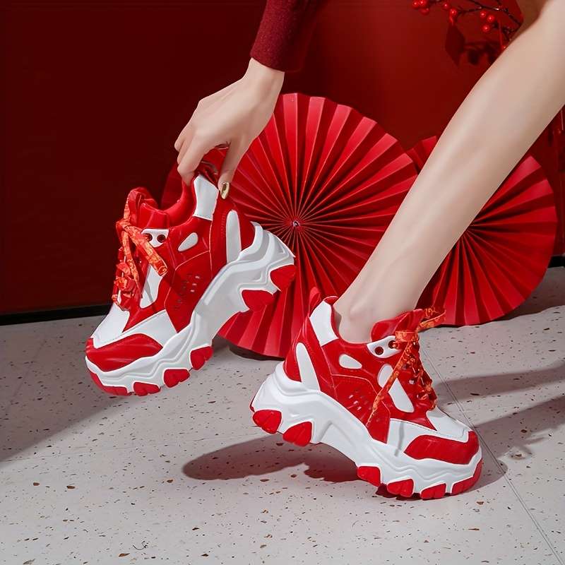 Women S Sneakers Color Red Wedding Shoes Sizeuk 4