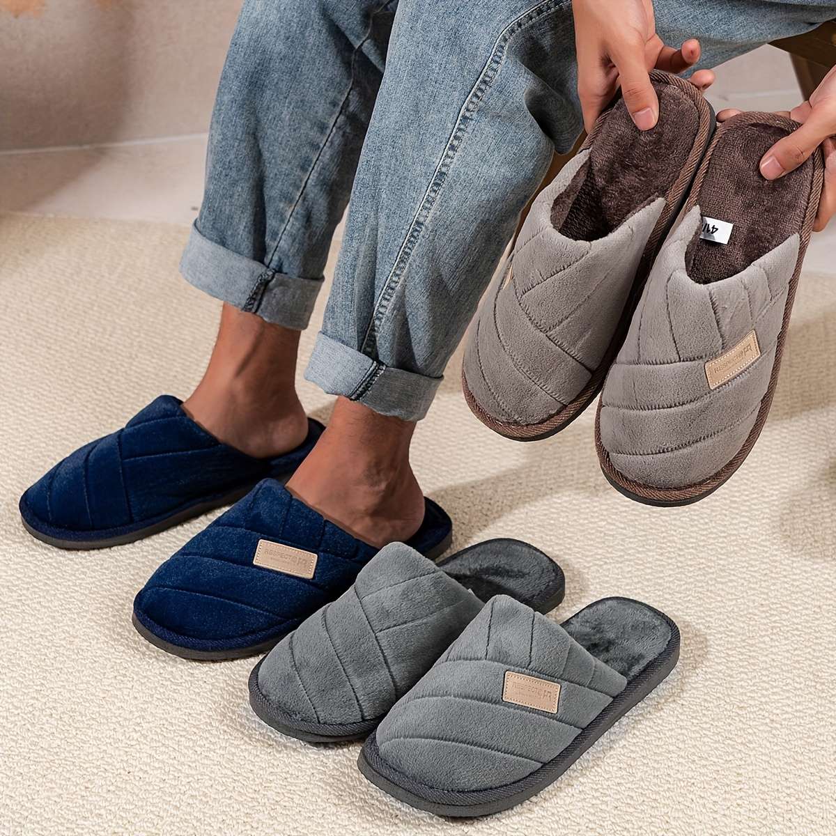 Cotton Slippers Color Coffee Color Sizeuk 9.5-10