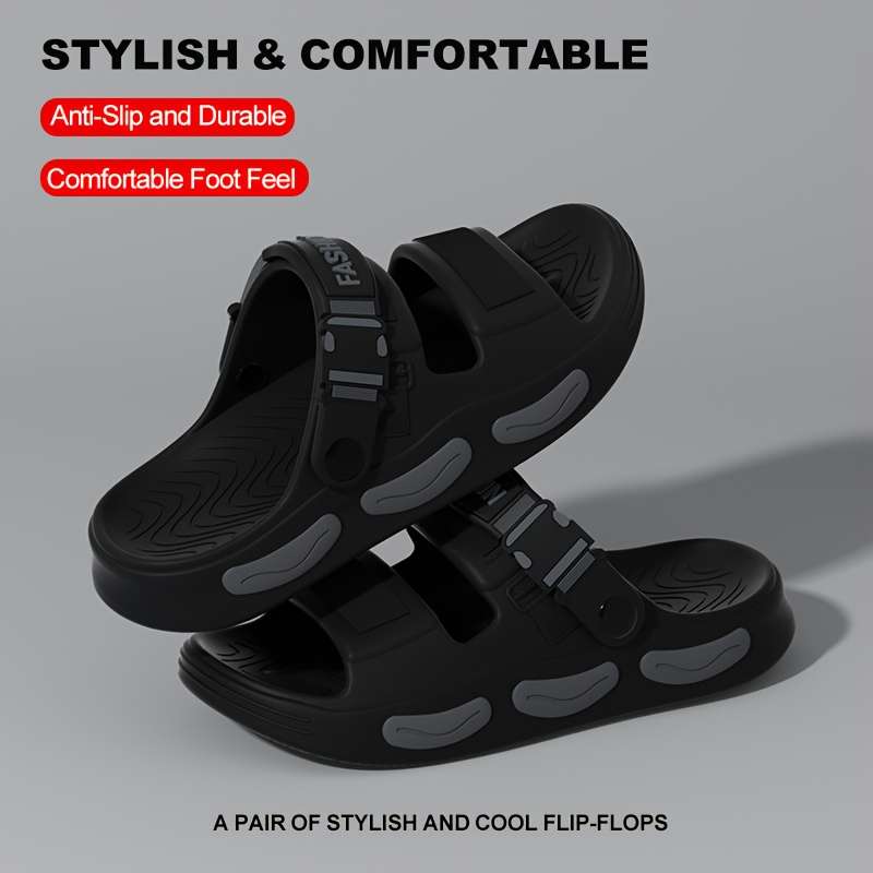 Men Slippers Summer Style Black Gray Size Uk 6.5 To 7