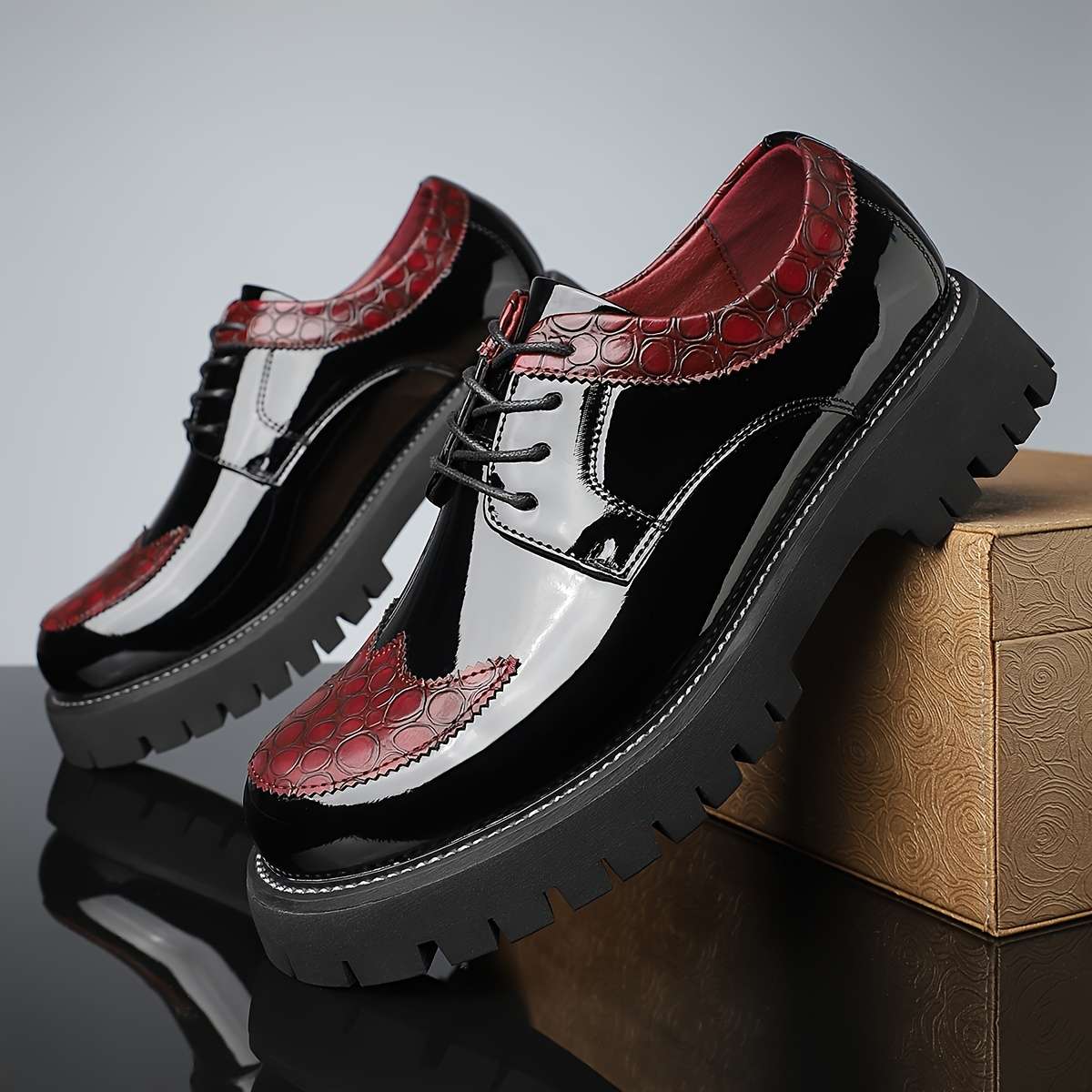 Mens Leather Shoes Color Red Sizeuk 9