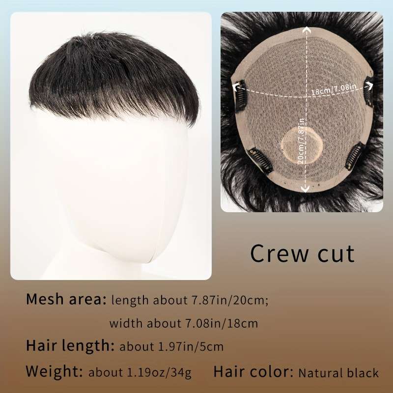 Black-16*18 Mens Wigs Hair Length 5.08Cm