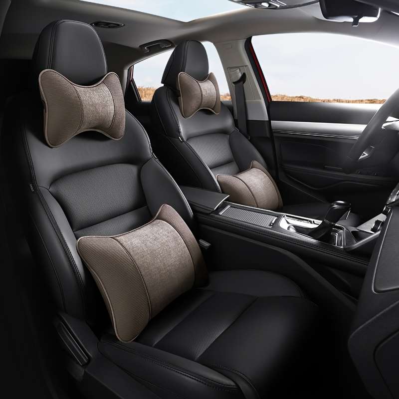 Car Seat Cushion Gray Items 2Pcs Headrest