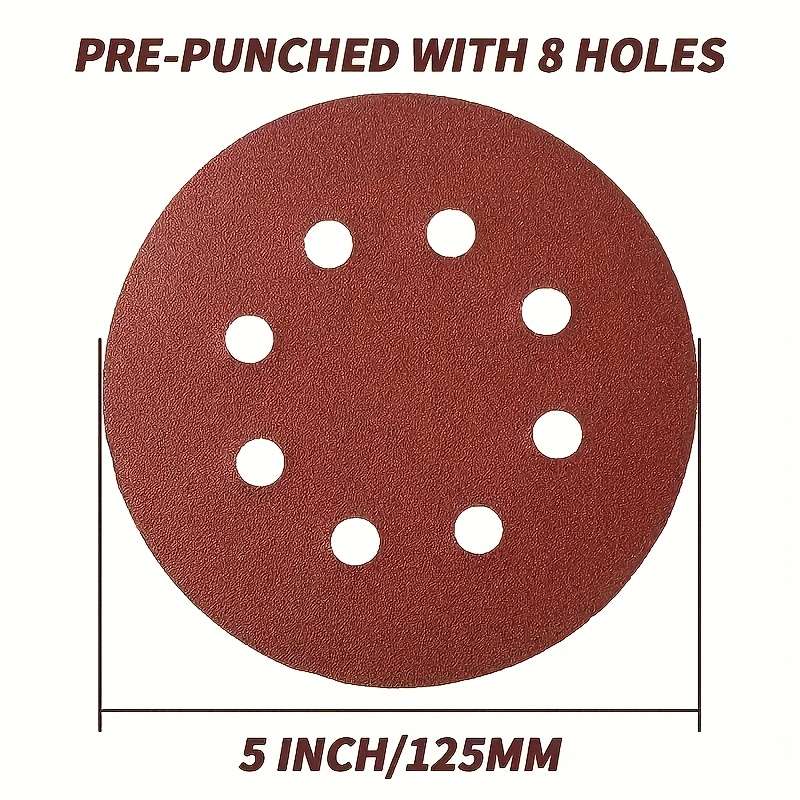100 Sheets Of 5-Inch 8-Hole Sandpaper