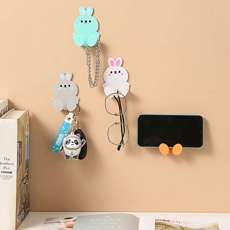 5 Pack Cute Bunny Hooks Multi Purpose Storage Hooks For color 5 Random Colors Quantity Bunny
