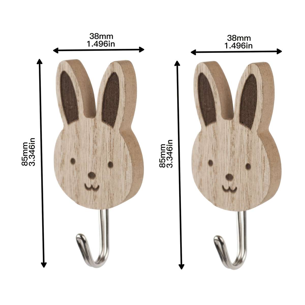 Wooden Animal Wall Self Adhesive Hook For Keys Towels Etc color 6PC