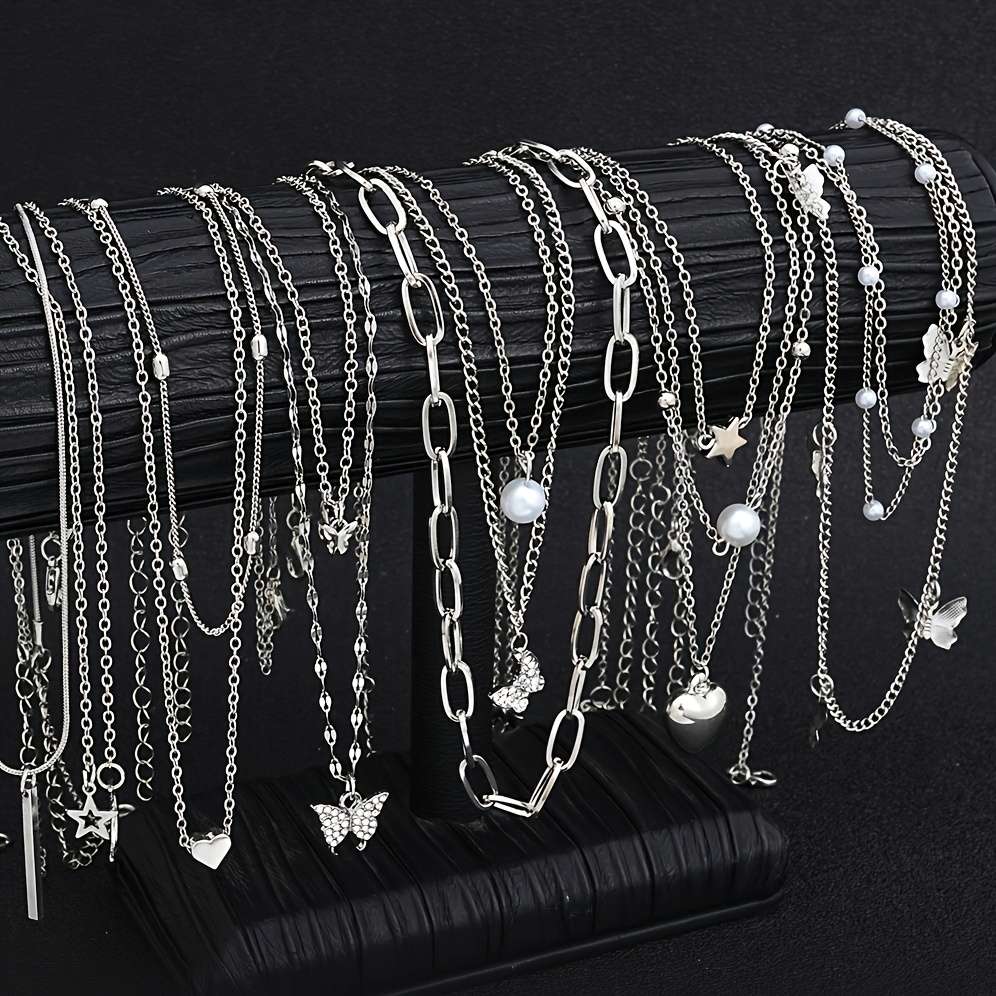 14Pcs Plated Women Fashion Chain Necklace
