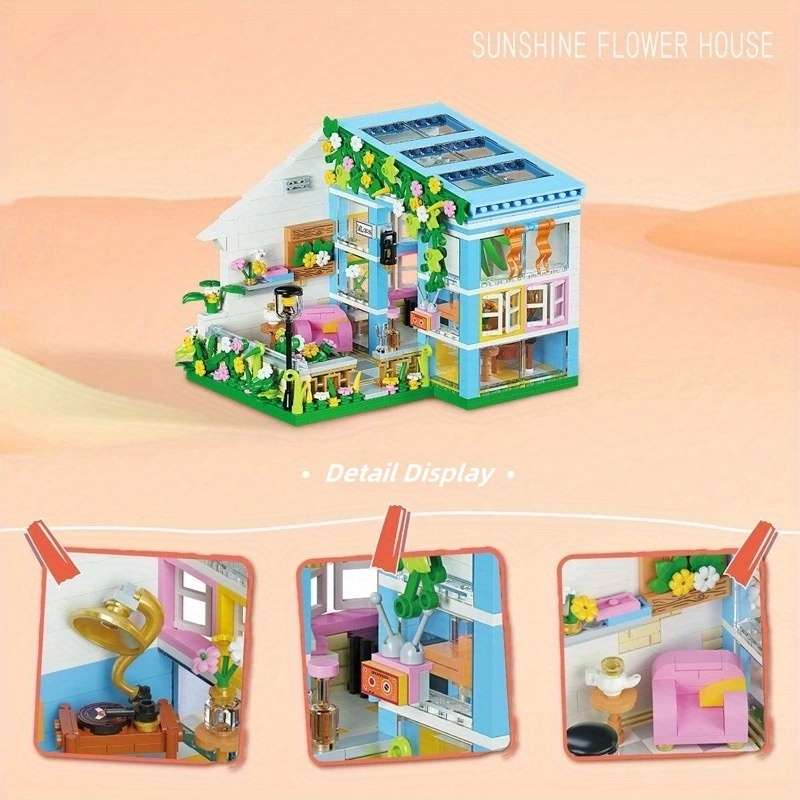 3D Building Model Puzzle Set Model Sunshine Flower House
