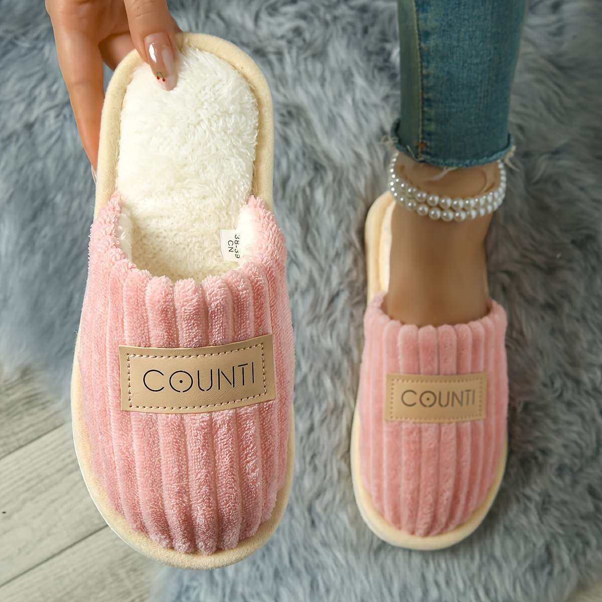 Cotton Slippers Color Grey Sizeuk 6.5-7