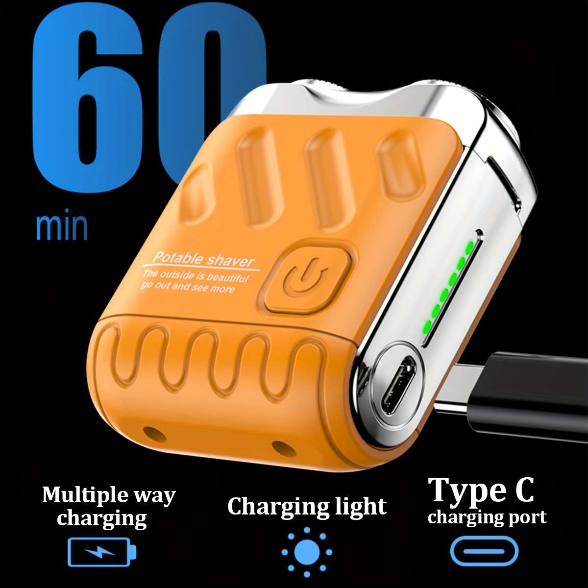 Sleek Durable Waterproof Smart Cordless Mini Electric Shaver Gift Giving Blue