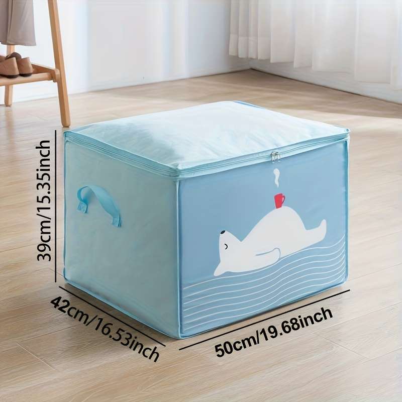 2Pcs Large Capacity Printed Storage Totes Quilt Light Blue 2Pcs