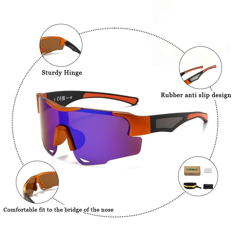 Cycling Glasses Color Orange Frame Blue Film