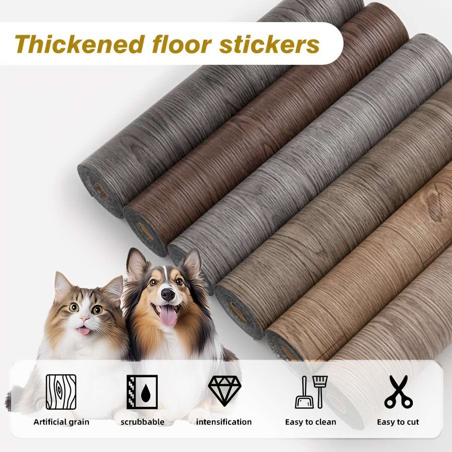 Self Adhesive Floor Stickers Dark Walnut Grain 2 Rolls Covers 2.4 Square Meters