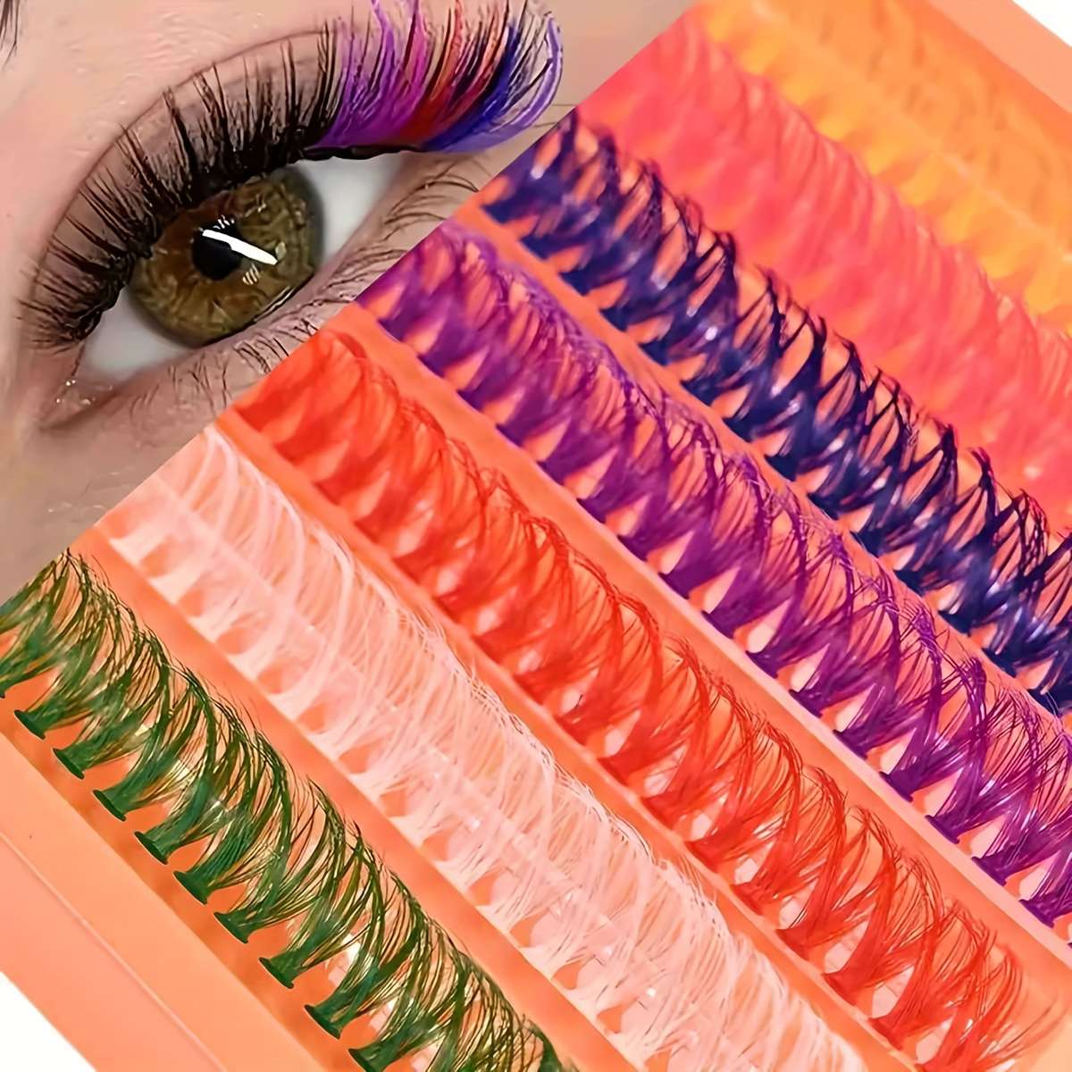 140 Clusters Handmade False Eyelashes Model Colorful 7