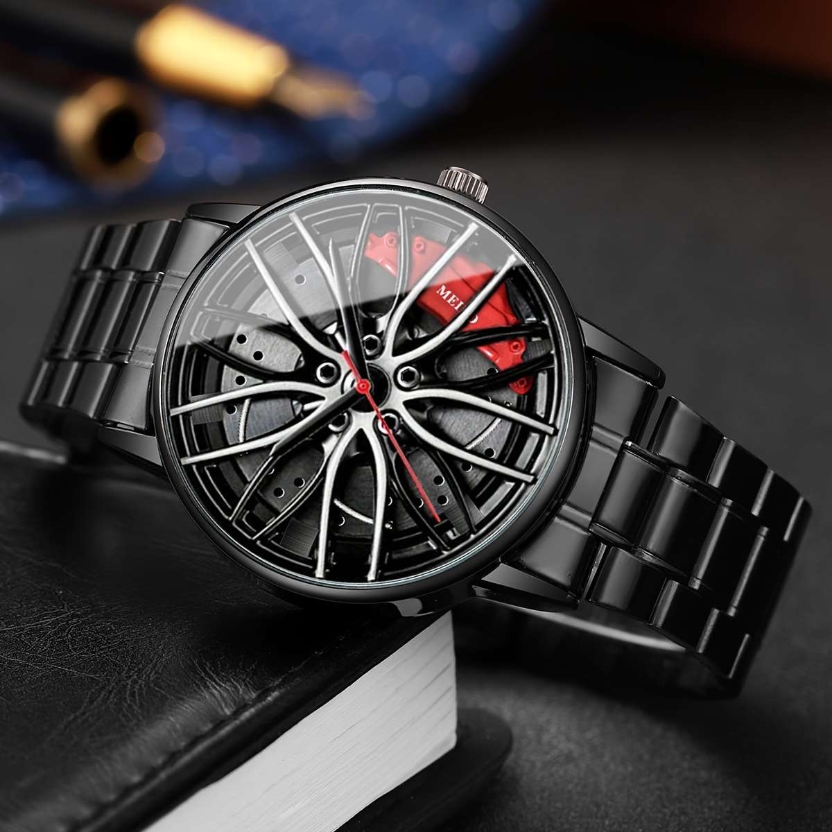 4Pcs Premium Men Fashion Quartz Watch Set Classic Style With Wheel