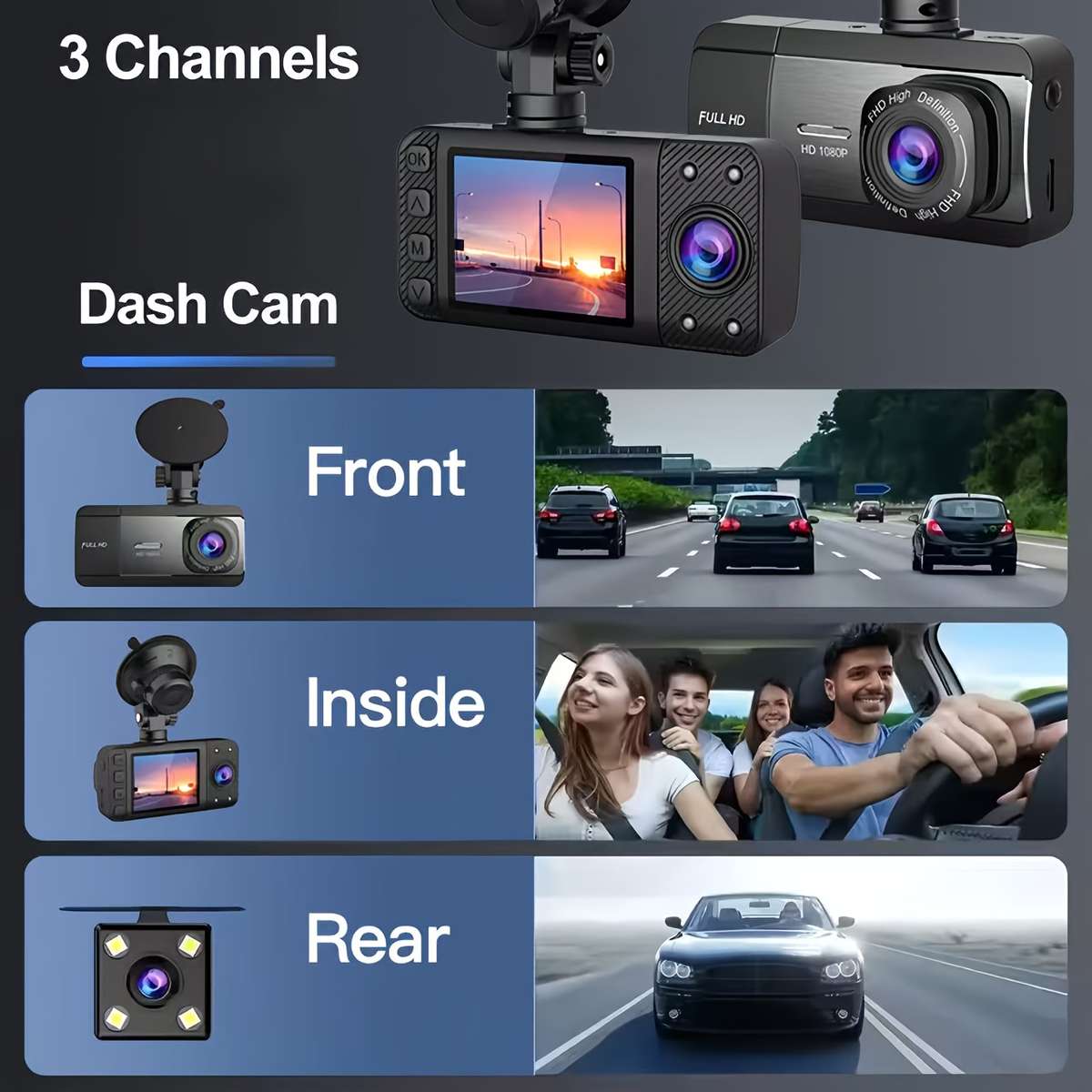 Dashcam Model 2 Lenses Without Card Itemsdriving Recorder