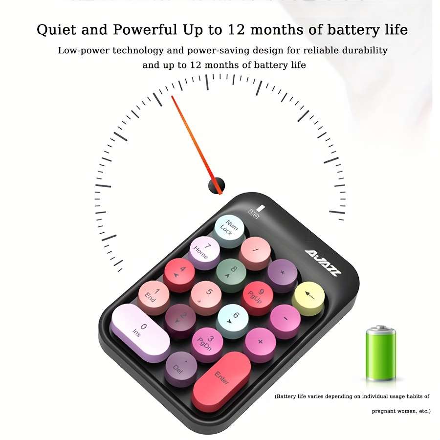 keyboard Model AK18 Wireless Numeric Keyboard Green Mixed Color