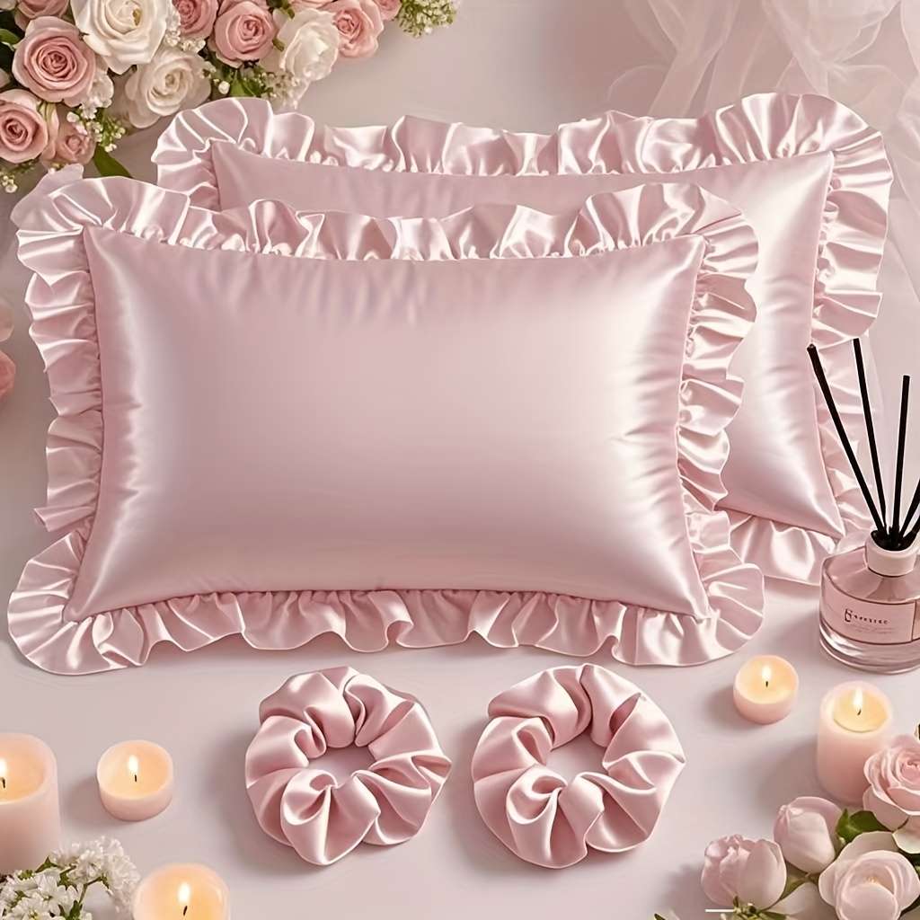 Satin Pillowcase Color No Lace Wine Red Size50Cm*66Cm