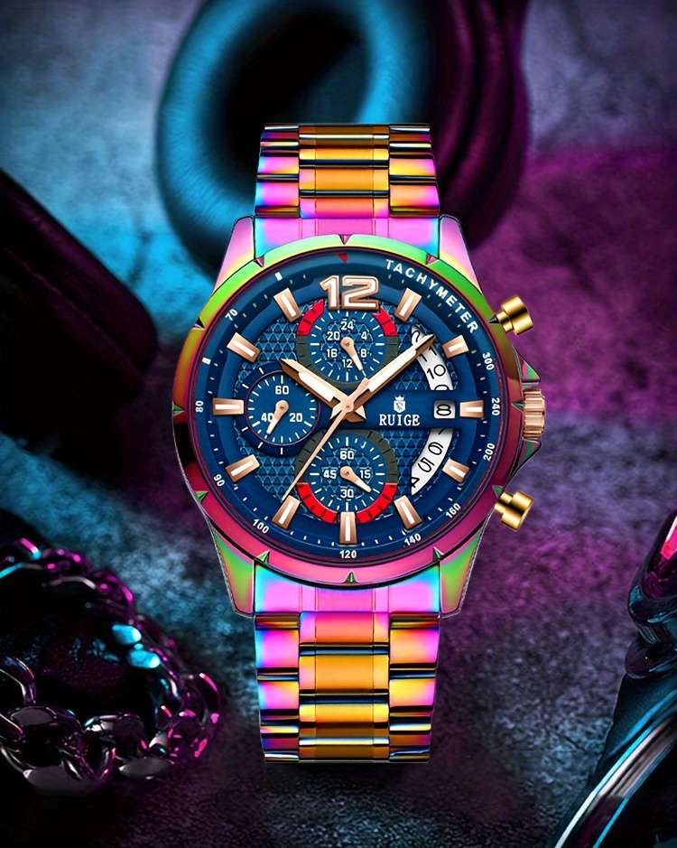 Men Fashion Luxury Skeleton Automatic Mechanical Watch Luminous Hands Rosecolor