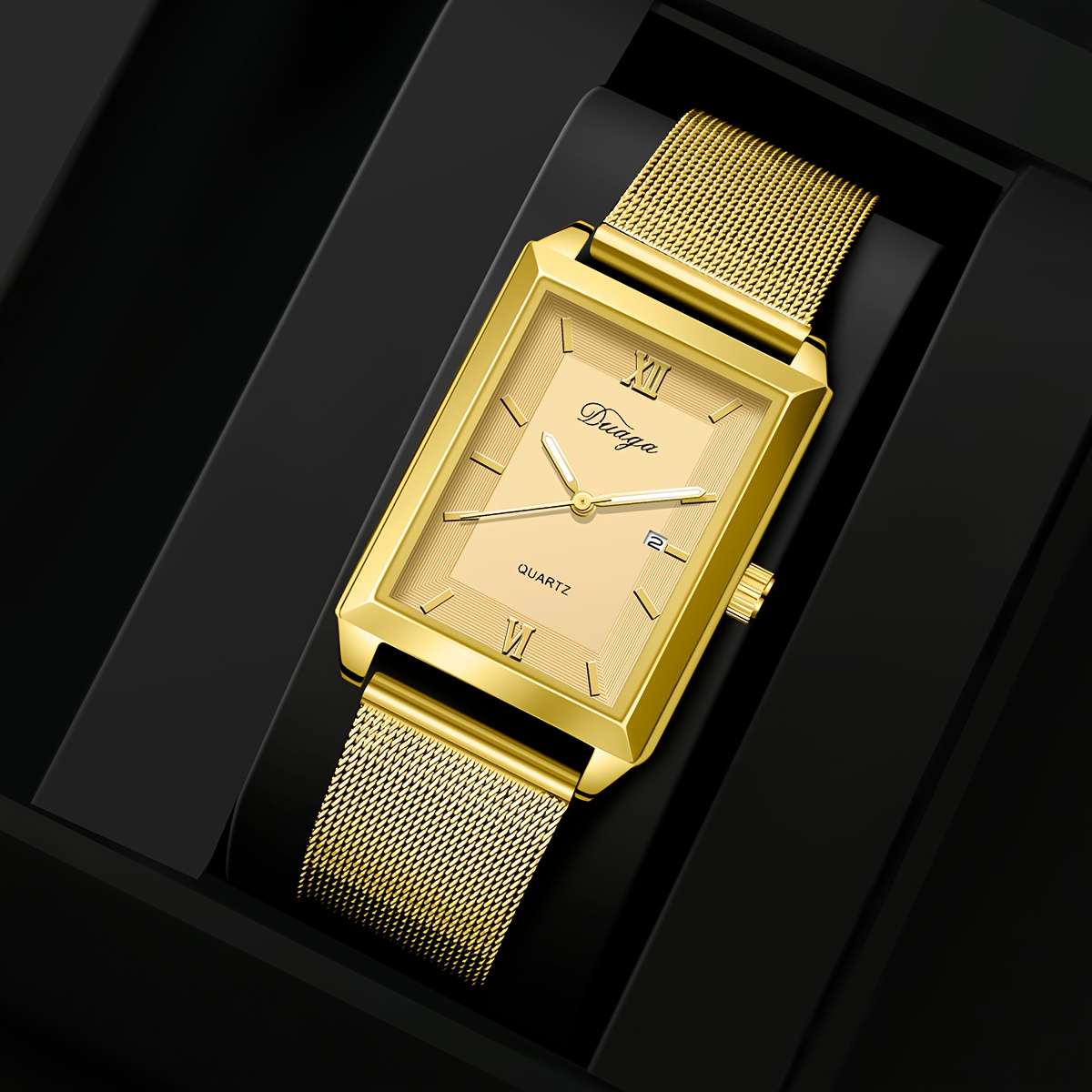4Pcs Premium Set Of Stylish Square Quartz Watches For Men Perfect