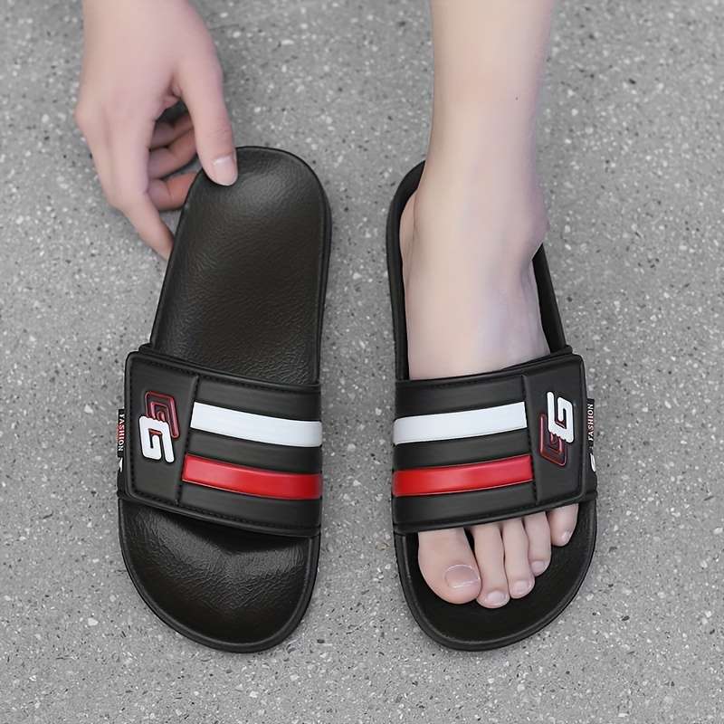 Men Slippers Summer Style Black&Red Size Uk 7.5