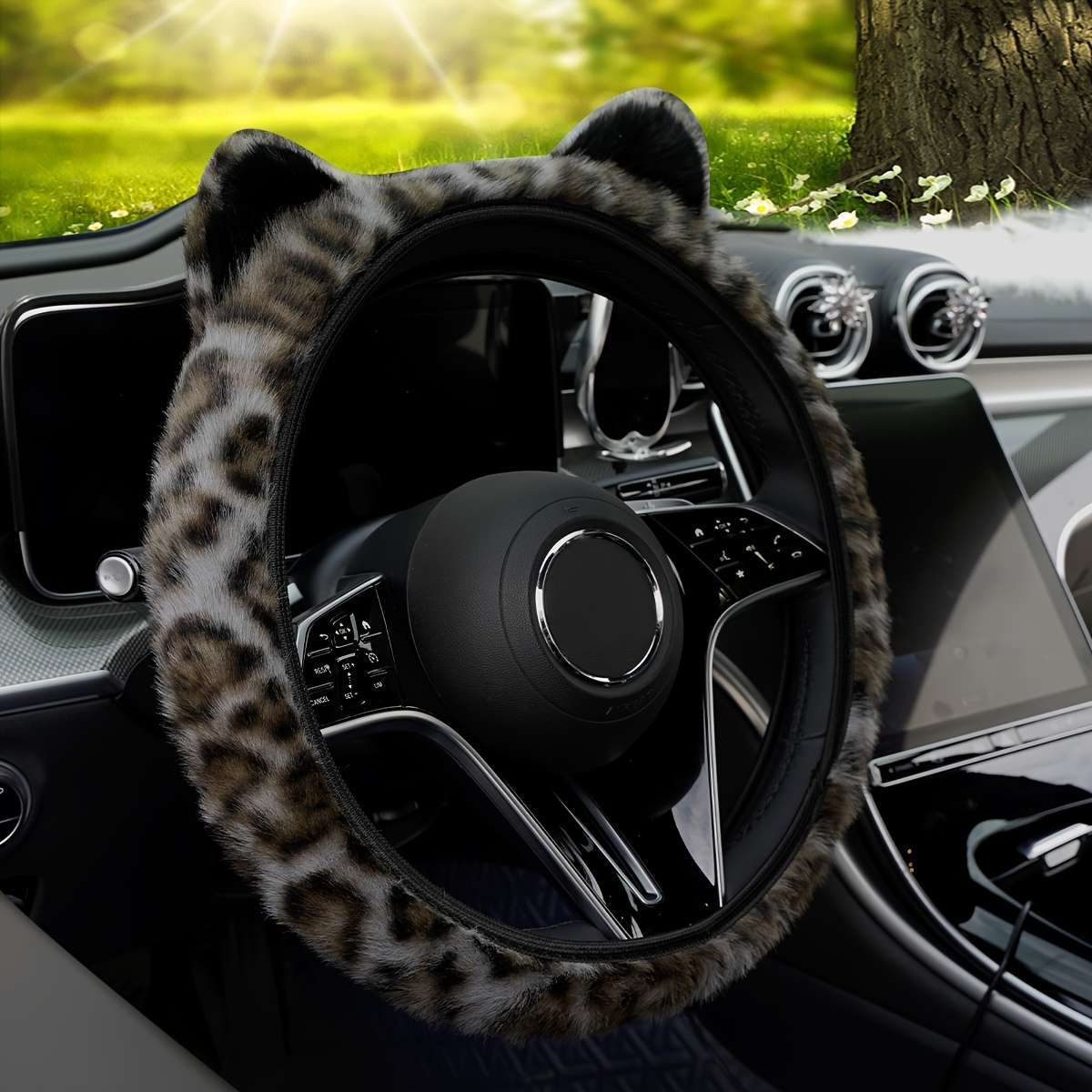 Car Steering Wheel Cover White Coffee