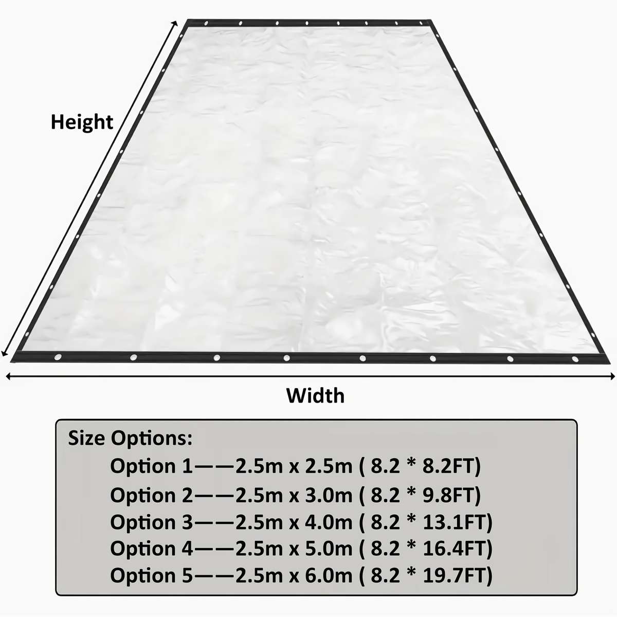 Transparent Rainproof Fabric Size 2.5M X 6.0 M 8.2 * 19.7Ft