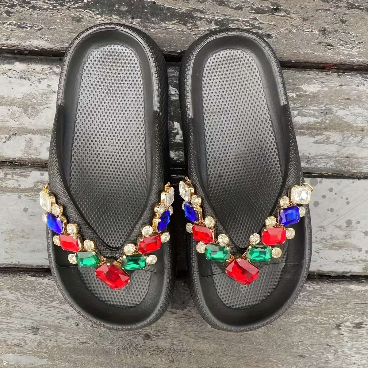 Ladies Summer Flip Flops Black Uk 7.5-8