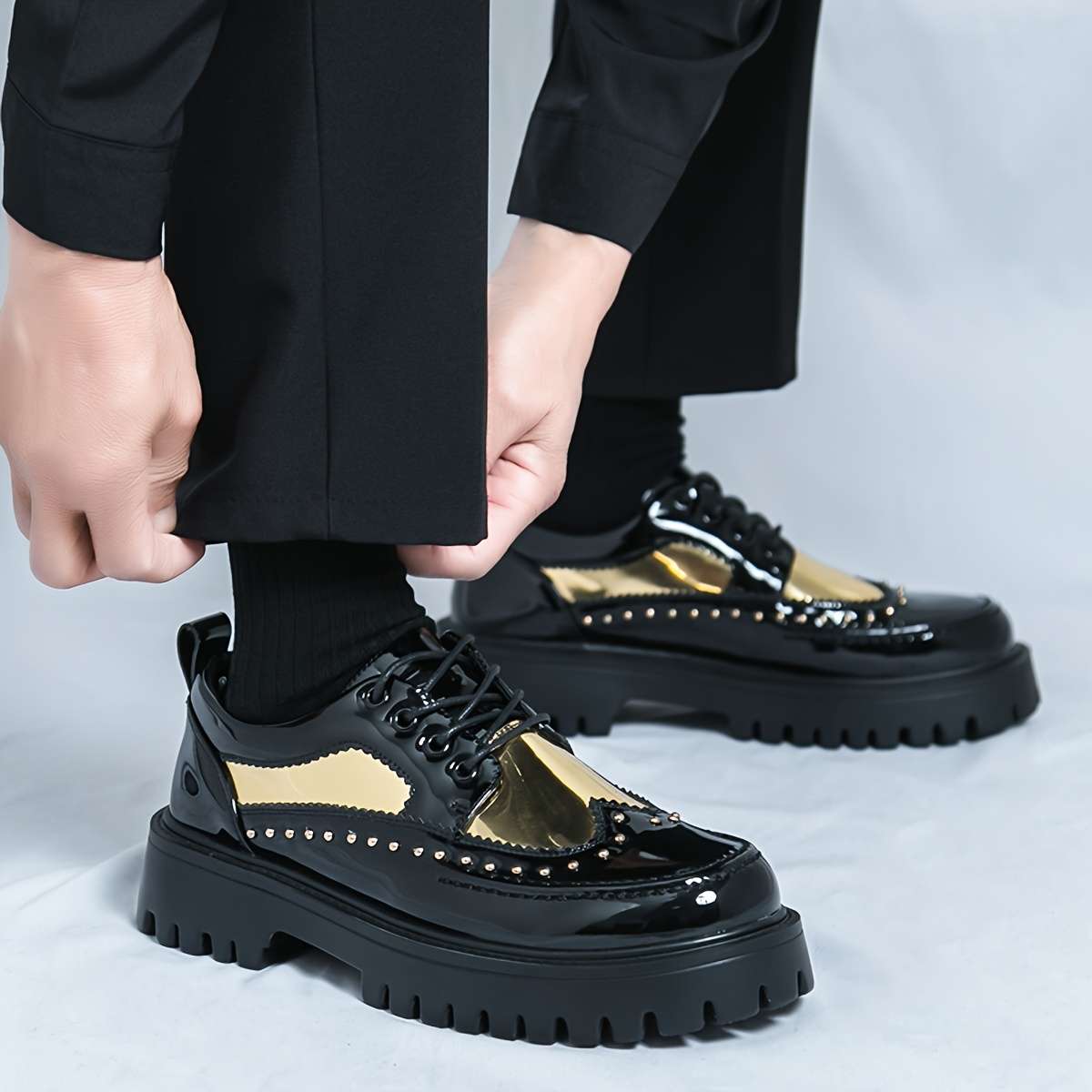 Mens Leather Shoes Color Black Sizeuk 10
