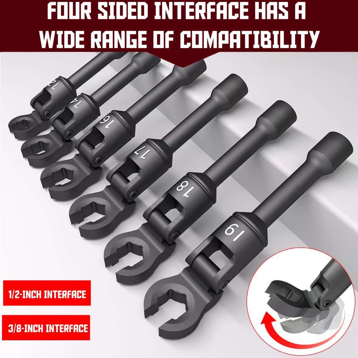 6-Piece Long-Handled Flexible Head Pry Bar Sleeve Set