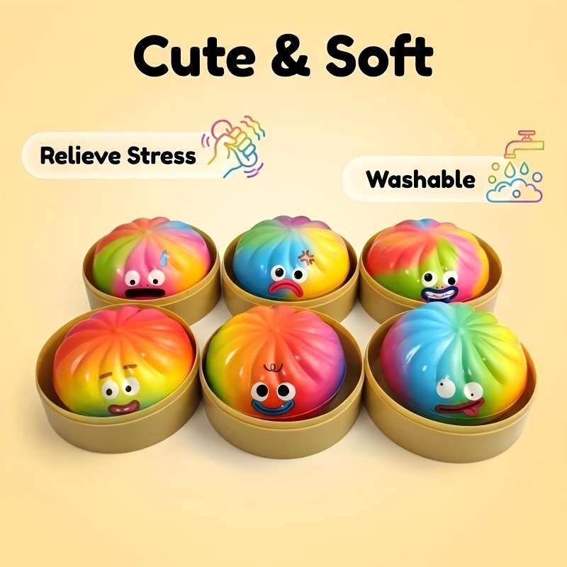 Squeezable Toys Style 2Pc1 Steamed Bun 1 Steamer Set Items Random Colors And Styles
