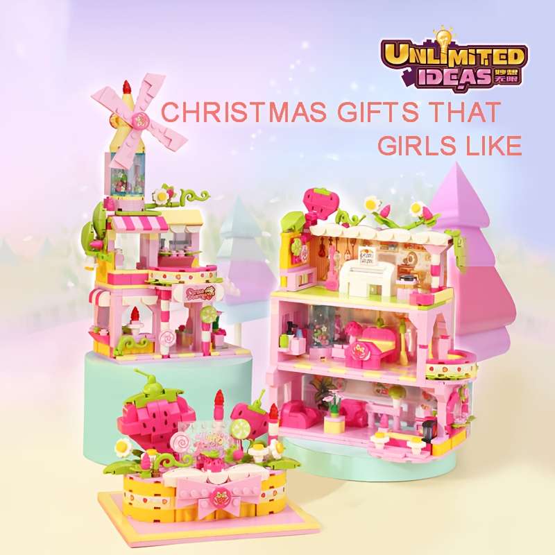 Building Toy Architectural Model Toy Set Color Pink Set