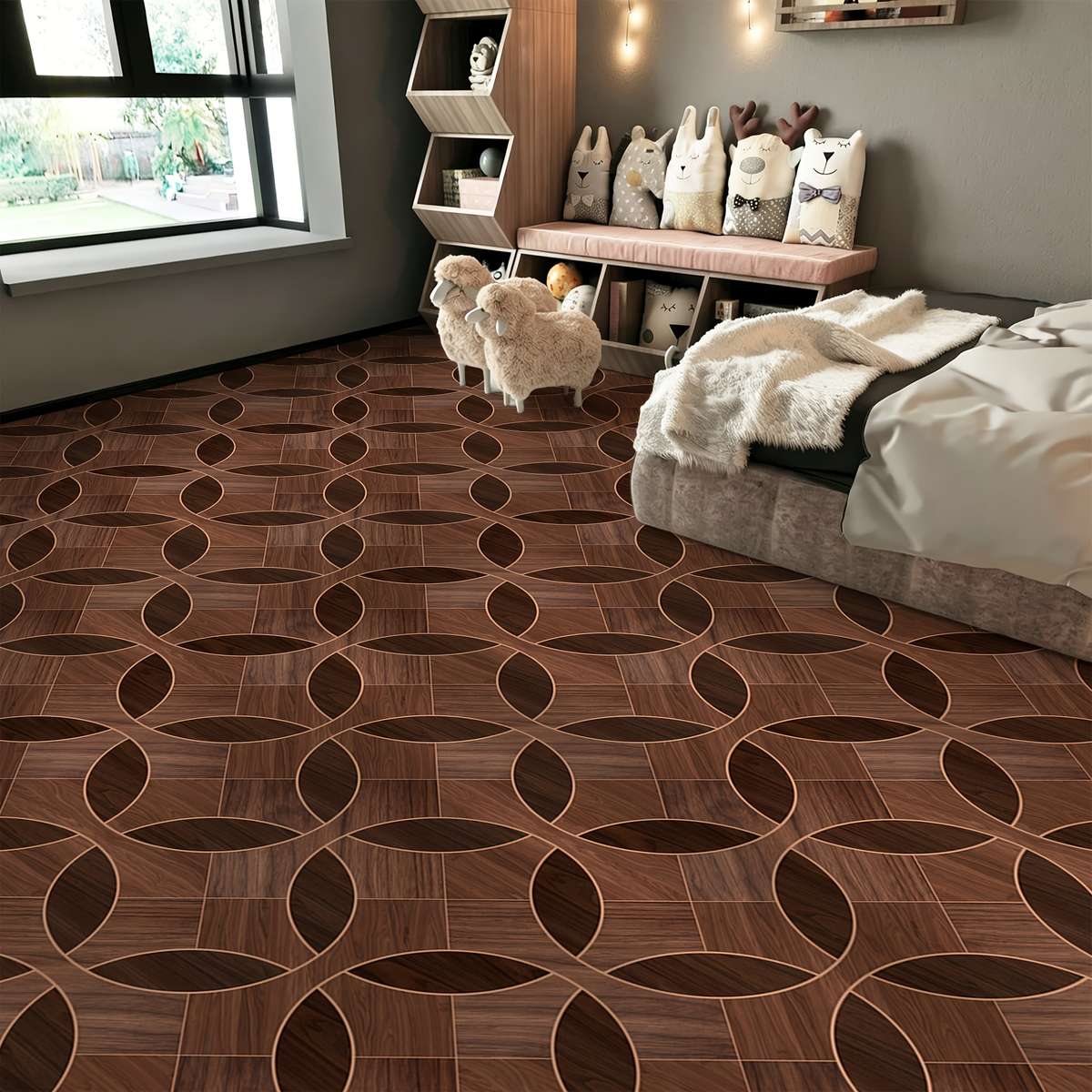 Self Adhesive Floor Stickers 40Cm*120Cm Wood Grain