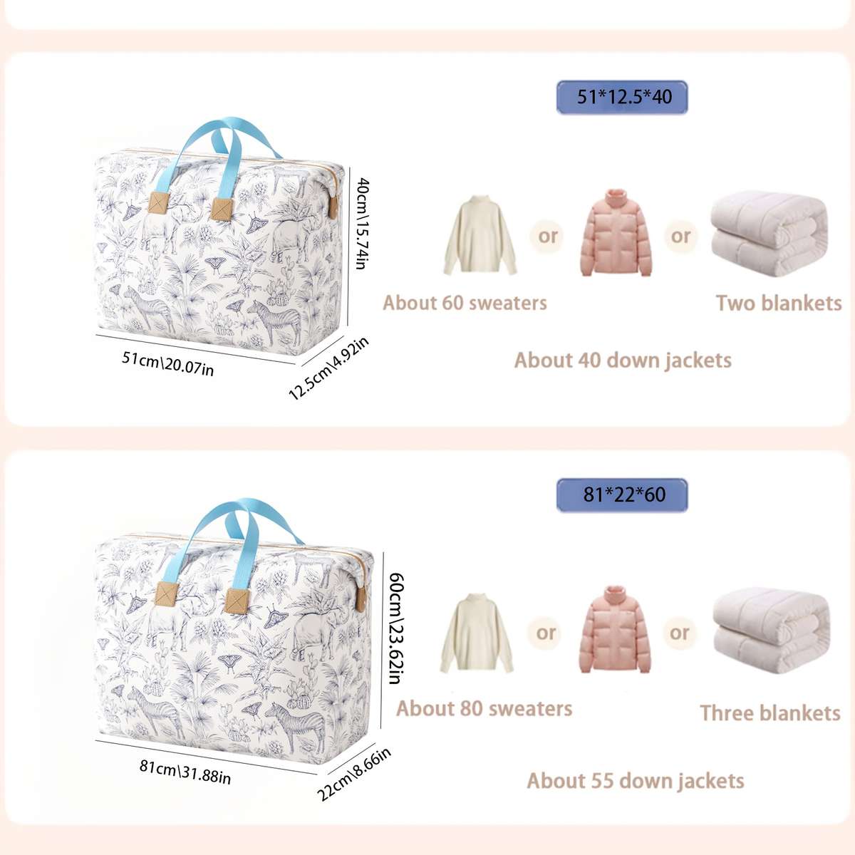 2Pcs Multiple Large Capacity Storage Totes Clothes Size S