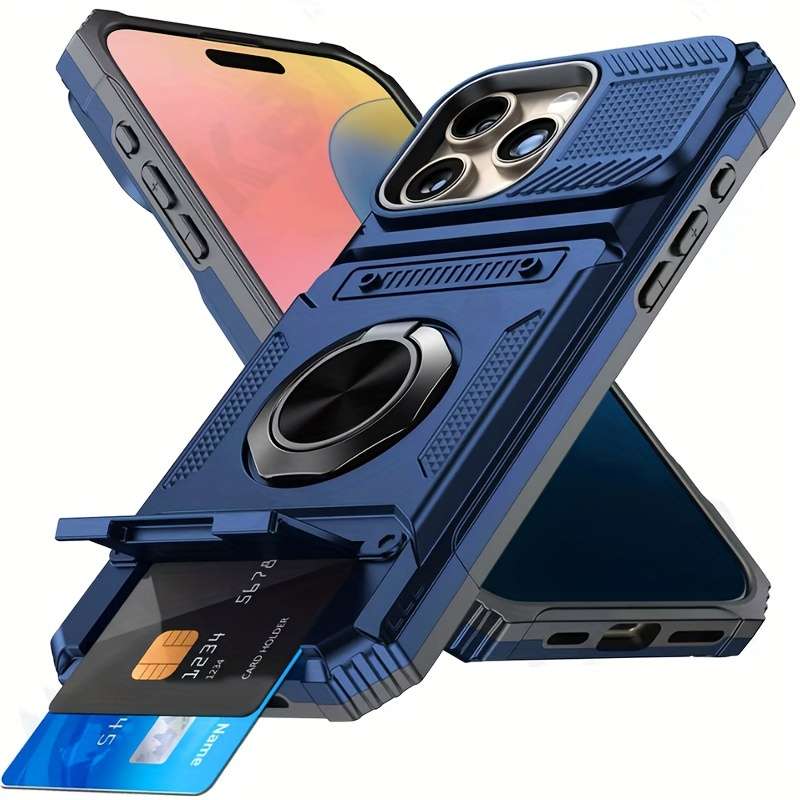 1Pc Blue For iPhone 16 Pro Max Heavy Duty Shockproof Phone Case
