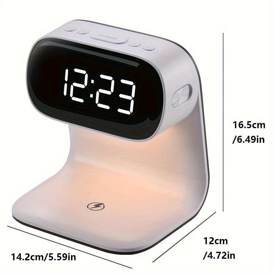 LED Bedside Clock with PD Fast Wireless Charging