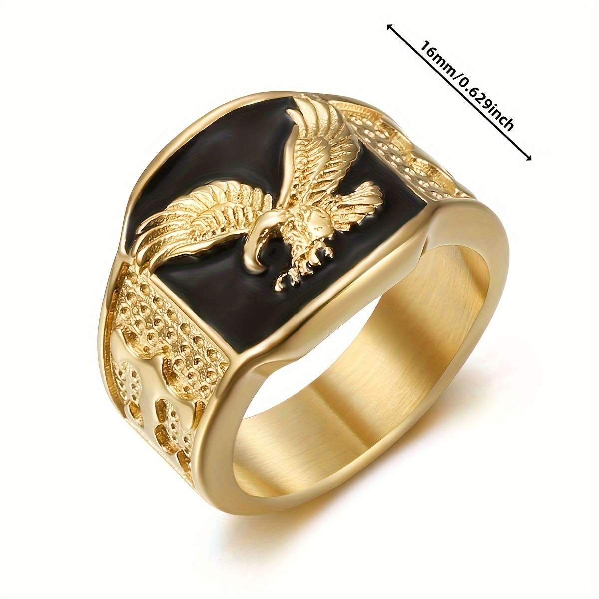 Artistic Eagle Boho Style Stackable Ring Color Golden Blue Red Size 7
