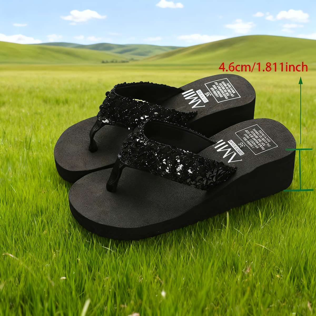 Ladies Summer Flip Flops Black Uk 3.5